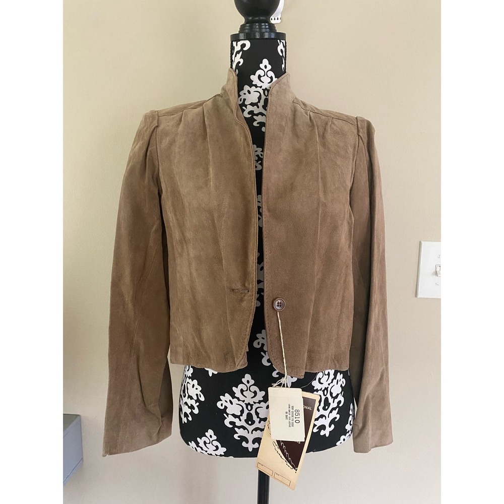 Vintage 100% pig suede single button brown